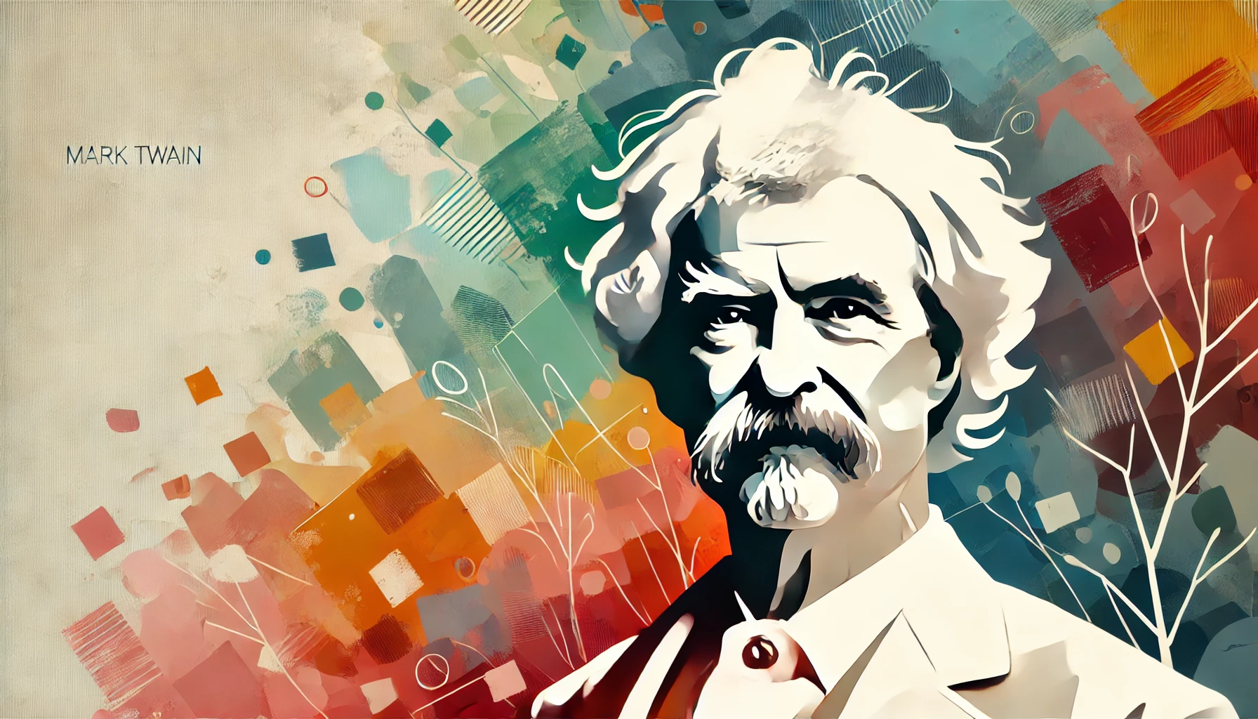 Mark Twain colourful illustration watercolour