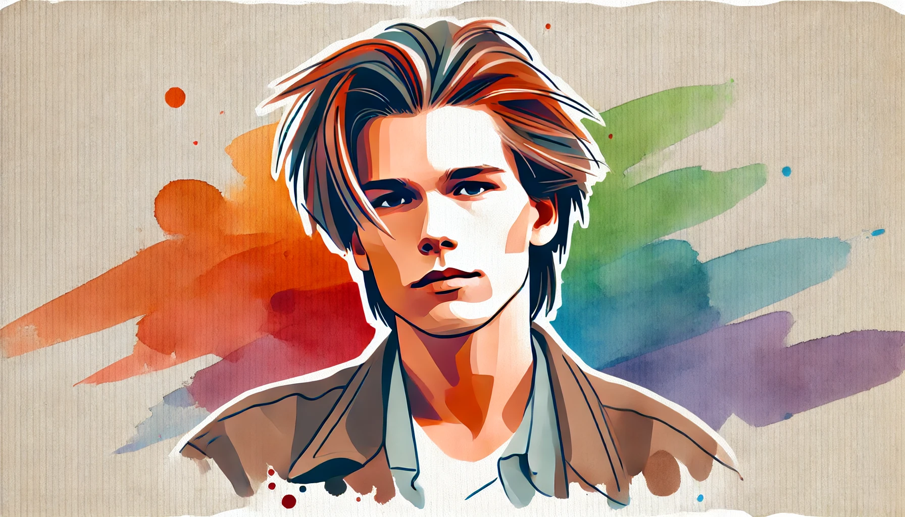 River Phoenix colourful waterfolour sketch