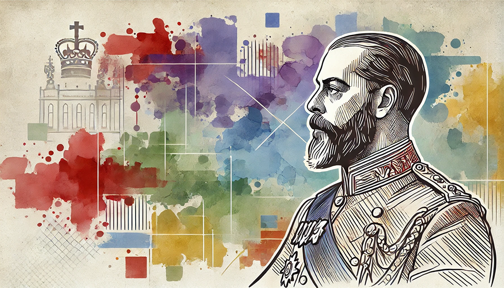King_George_V_abstract_watercolor_style_flipped