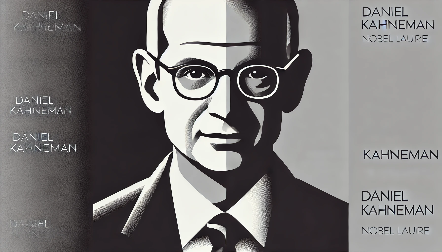 very simplified, flat, 2D greyscale sketch of Daniel Kahneman, the renowned psychologist and Nobel laureate, with minimal details and clean, abstrac
